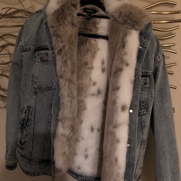 forever 21 faux fur denim jacket